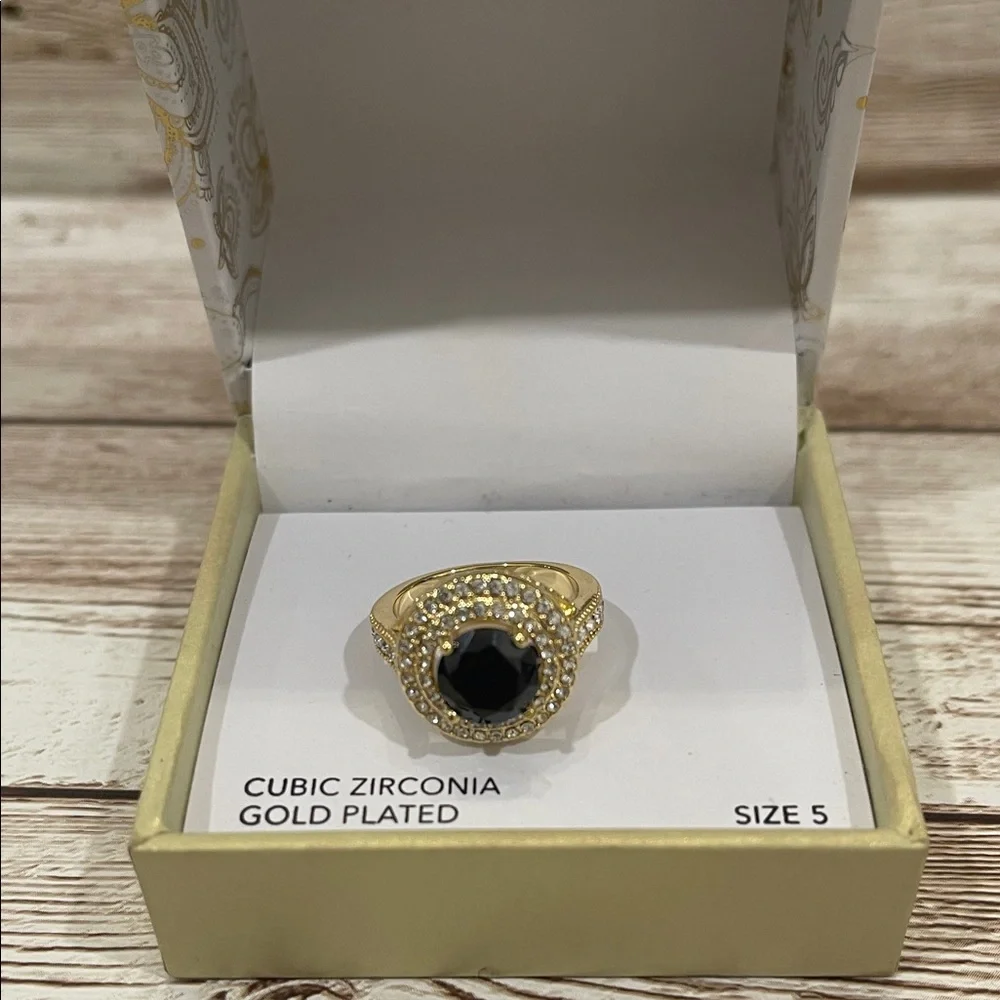 Charter Club Gold Plated‎ Ring with Dark Stone size 5 NEW